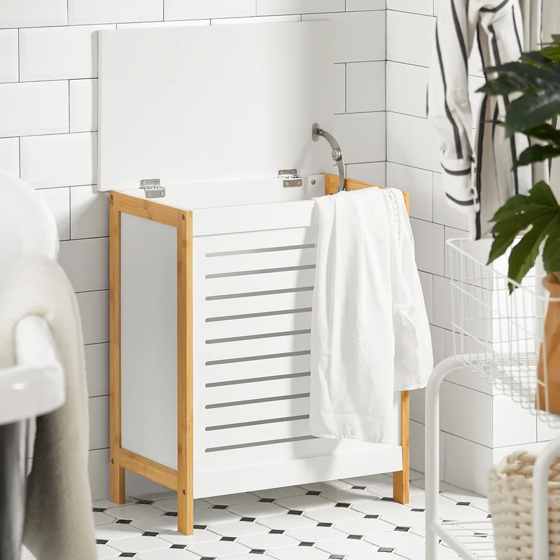 SoBuy FSS66-WN Cesto para la colada Armario de baño Blanco