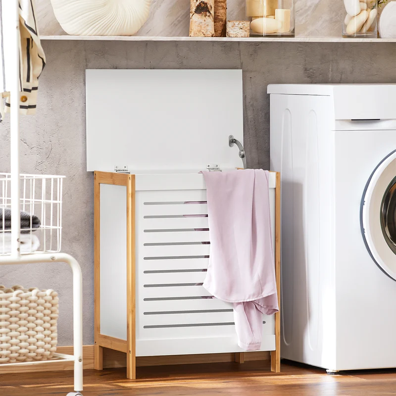 SoBuy FSS66-WN Cesto para la colada Armario de baño Blanco