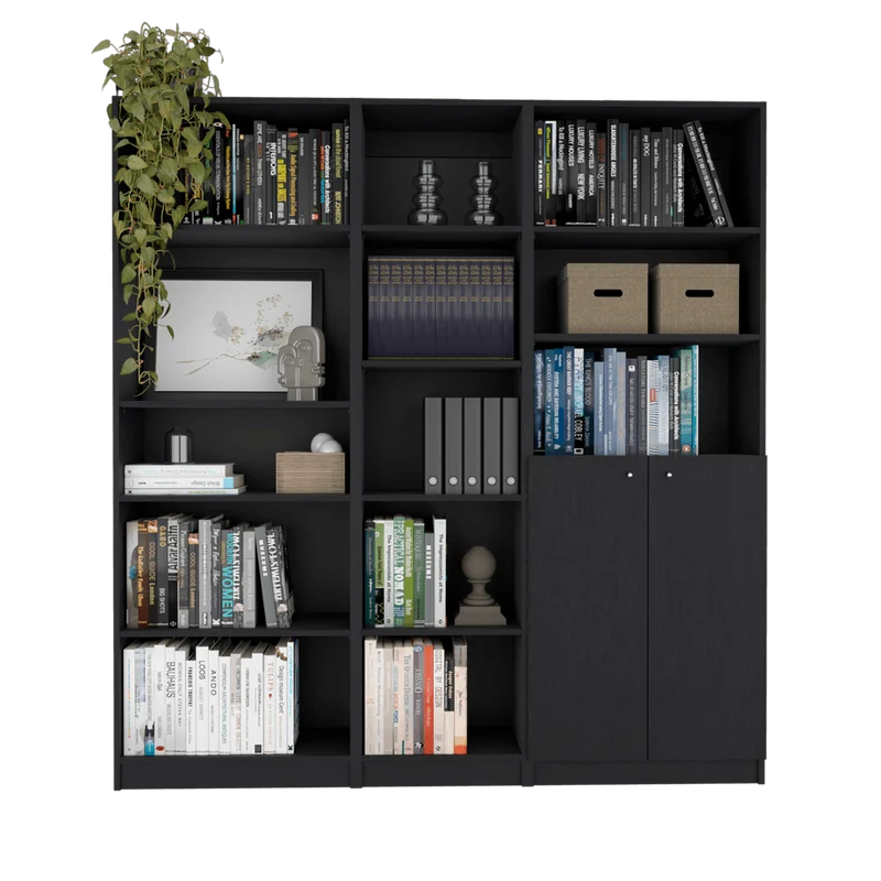 Combo de Bibliotecas Home Eco, Wengue, Incluye Tres Bibliotecas.
