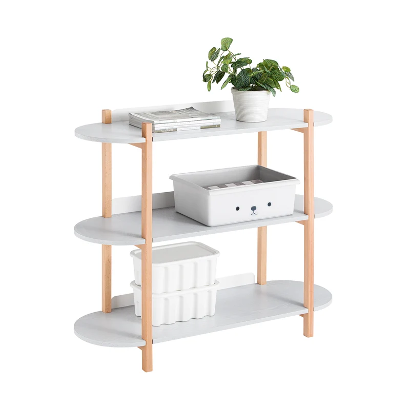 SoBuy HSTR01-H-HG Estantería de Almacenamiento de 3 Niveles Mesa de Centro Gris