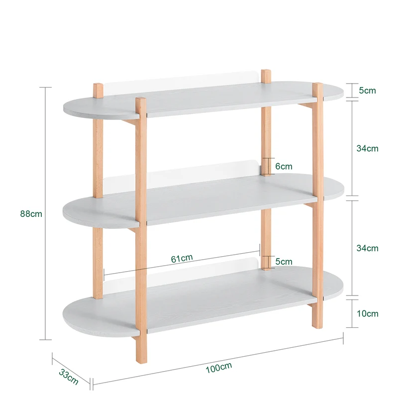 SoBuy HSTR01-H-HG Estantería de Almacenamiento de 3 Niveles Mesa de Centro Gris