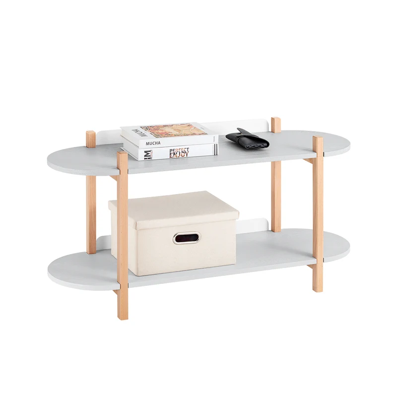 SoBuy HSTR01-HG Estantería de Almacenamiento de 2 Niveles Mesa de Centro Gris