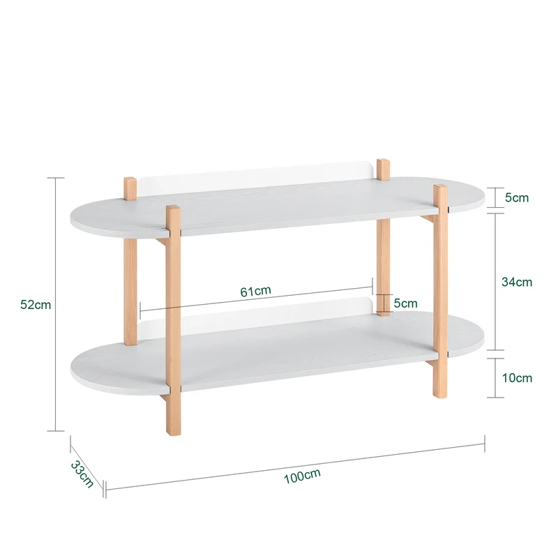 SoBuy HSTR01-HG Estantería de Almacenamiento de 2 Niveles Mesa de Centro Gris