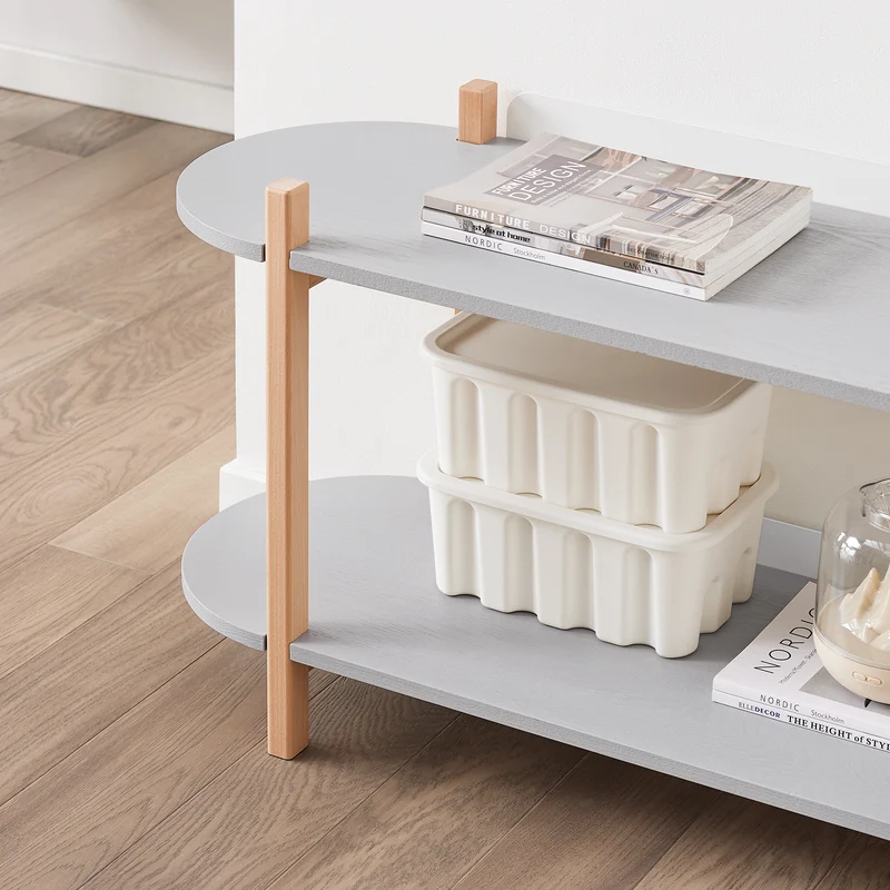 SoBuy HSTR01-HG Estantería de Almacenamiento de 2 Niveles Mesa de Centro Gris