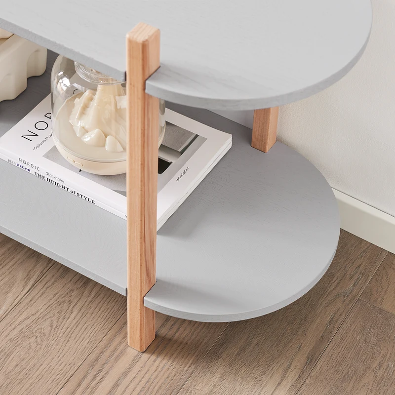 SoBuy HSTR01-HG Estantería de Almacenamiento de 2 Niveles Mesa de Centro Gris