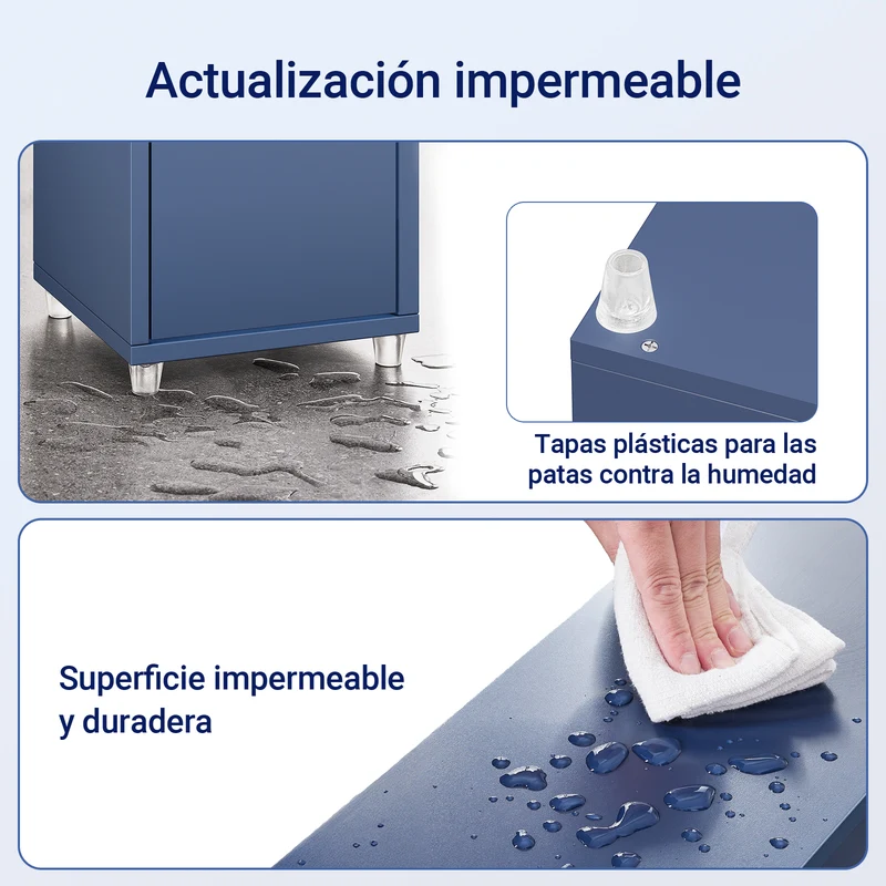SoBuy BZR34-II-B Mueble Columna de Baño Estrecho con 5 Estantes 2 Puertas y 1 Cajón Azul Oscuro