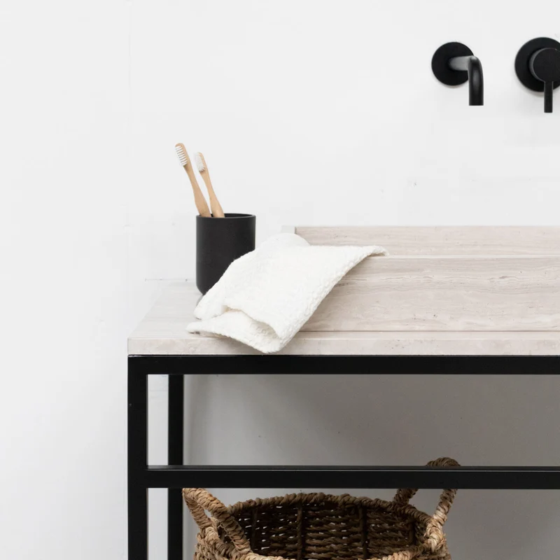 Mueble de baño industrial Jules - Negro - Lavabo Beige Marble - George I - 80 cm