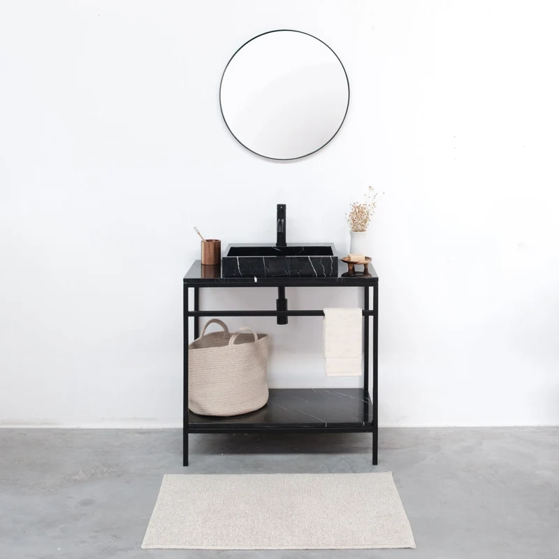 Mueble de baño Jules Industrial - Lavabo mármol negro - George II - 80 cm