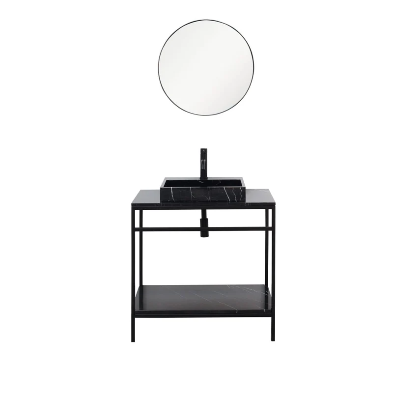 Mueble de baño Jules Industrial - Lavabo mármol negro - George II - 80 cm