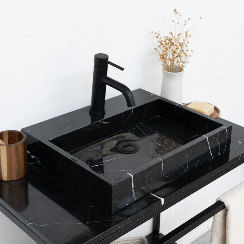 Mueble de baño Jules Industrial - Lavabo mármol negro - George II - 80 cm