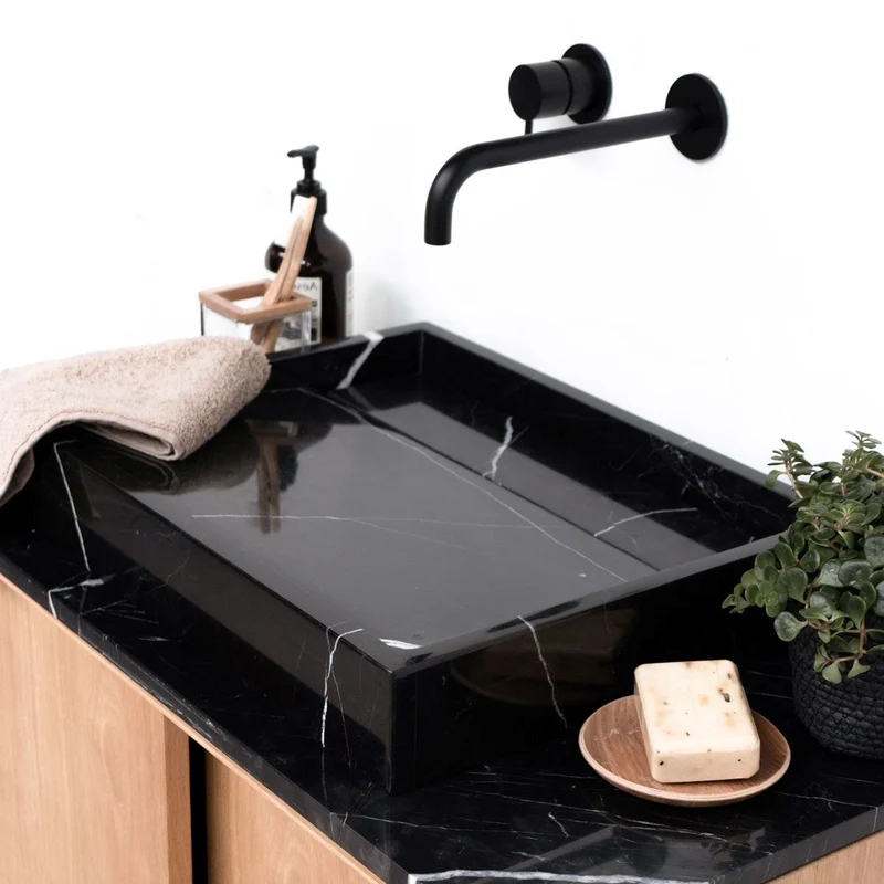 Remy - Lavabo de mármol - Negro