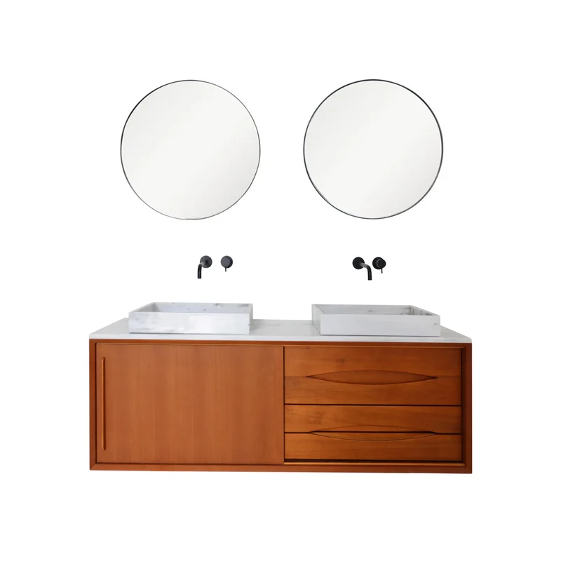 Mueble de baño Bill Teca - Mármol Blanco Marcel - Mármol Blanco George