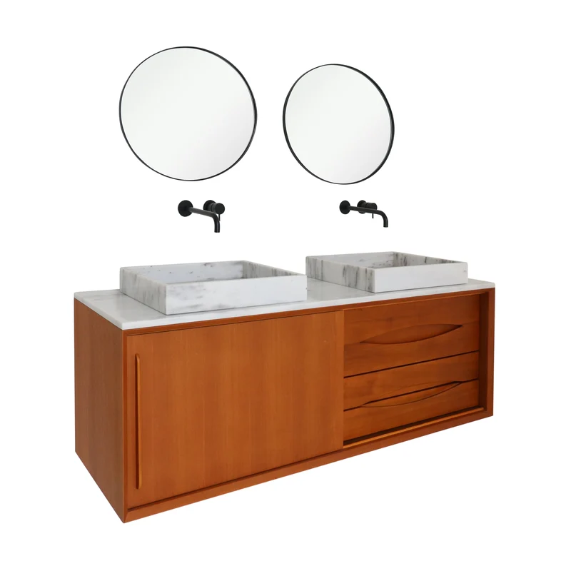 Mueble de baño Bill Teca - Mármol Blanco Marcel - Mármol Blanco George