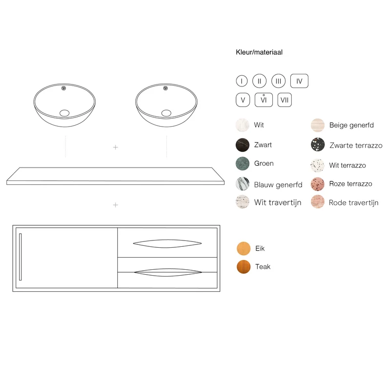 Mueble de baño Bill Teca - Mármol Blanco Marcel - Mármol Blanco George