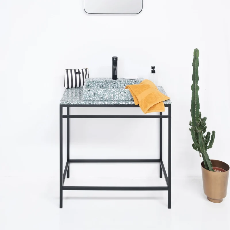 Mueble de baño industrial Black Jules - Terrazo Verde - 80 cm