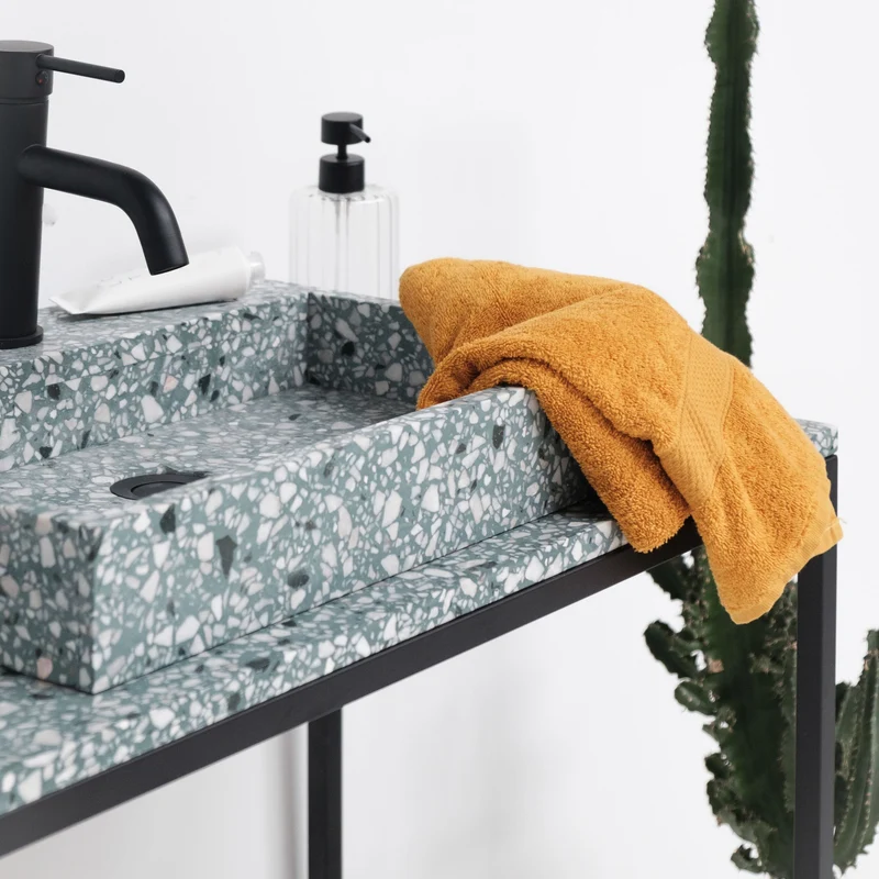 Mueble de baño industrial Black Jules - Terrazo Verde - 80 cm