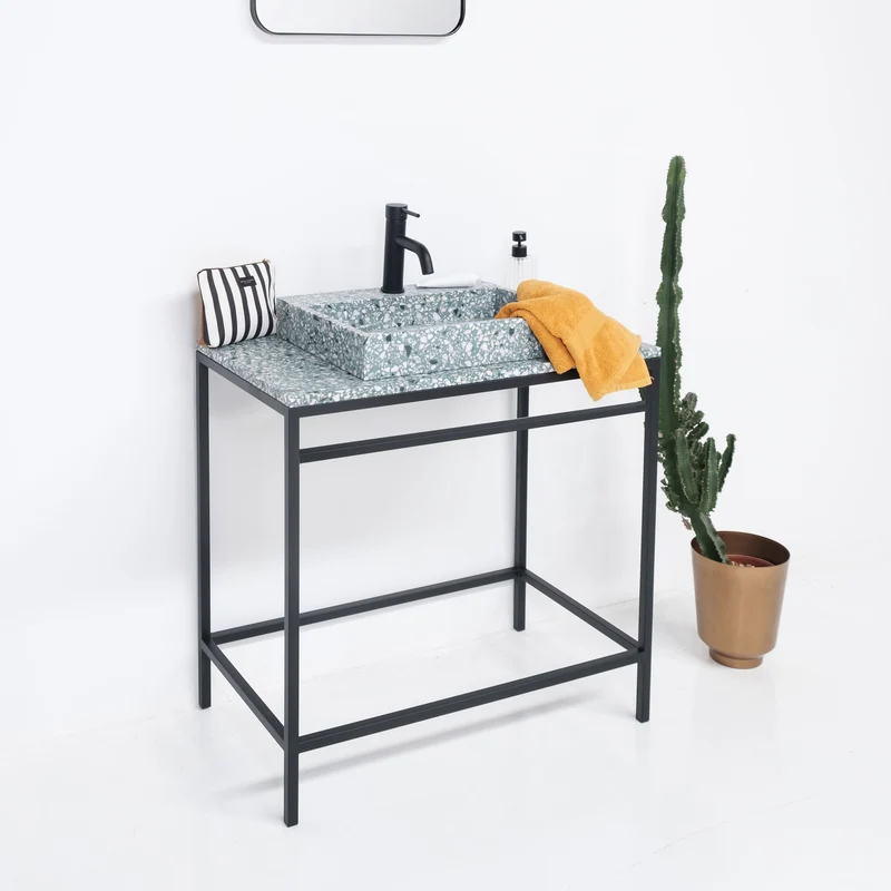 Mueble de baño industrial Black Jules - Terrazo Verde - 80 cm