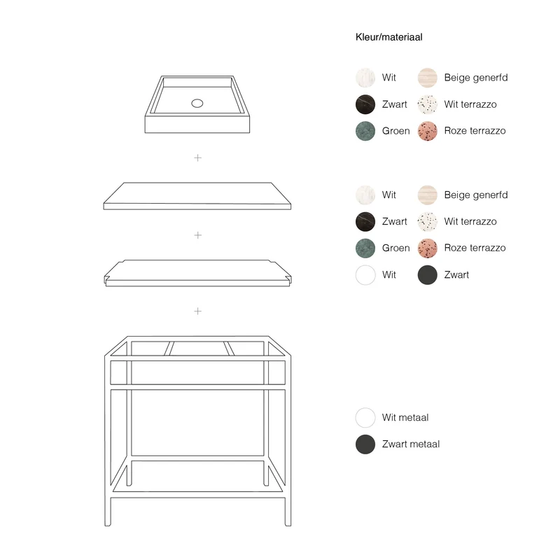 Mueble de baño industrial Black Jules - Terrazo Verde - 80 cm