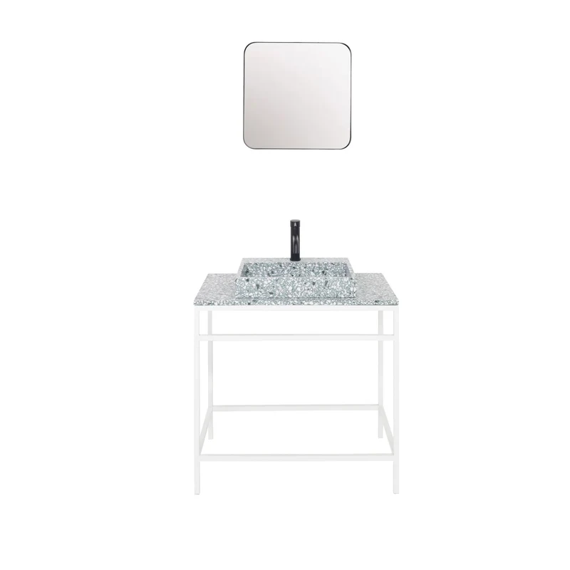 Mueble de baño industrial Jules Blanco - Terrazo Verde - 80 cm