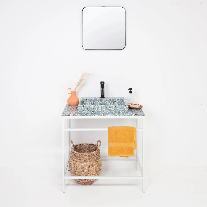 Mueble de baño industrial Jules Blanco - Terrazo Verde - 80 cm