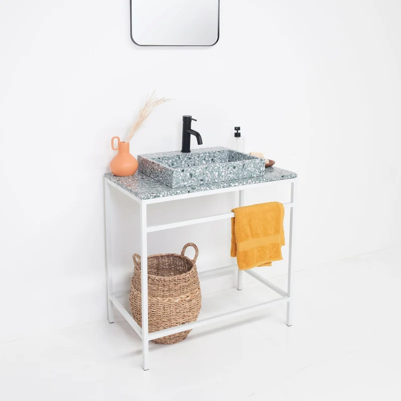 Mueble de baño industrial Jules Blanco - Terrazo Verde - 80 cm