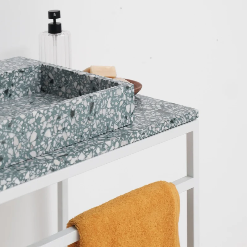 Mueble de baño industrial Jules Blanco - Terrazo Verde - 80 cm