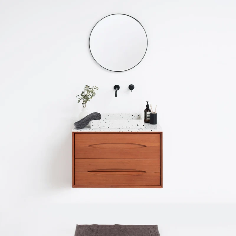 Conjunto de baño Bill Teca - 80 cm - Terrazo Blanco