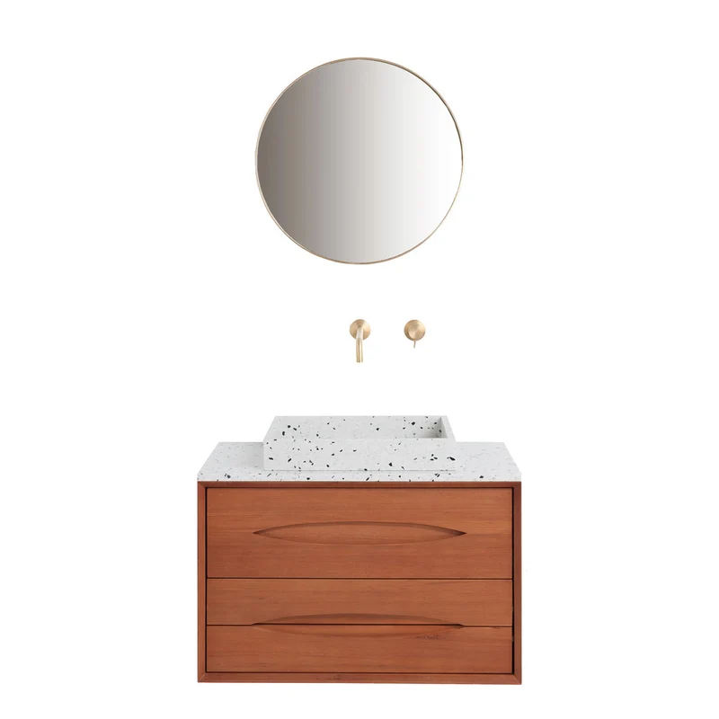 Conjunto de baño Bill Teca - 80 cm - Terrazo Blanco
