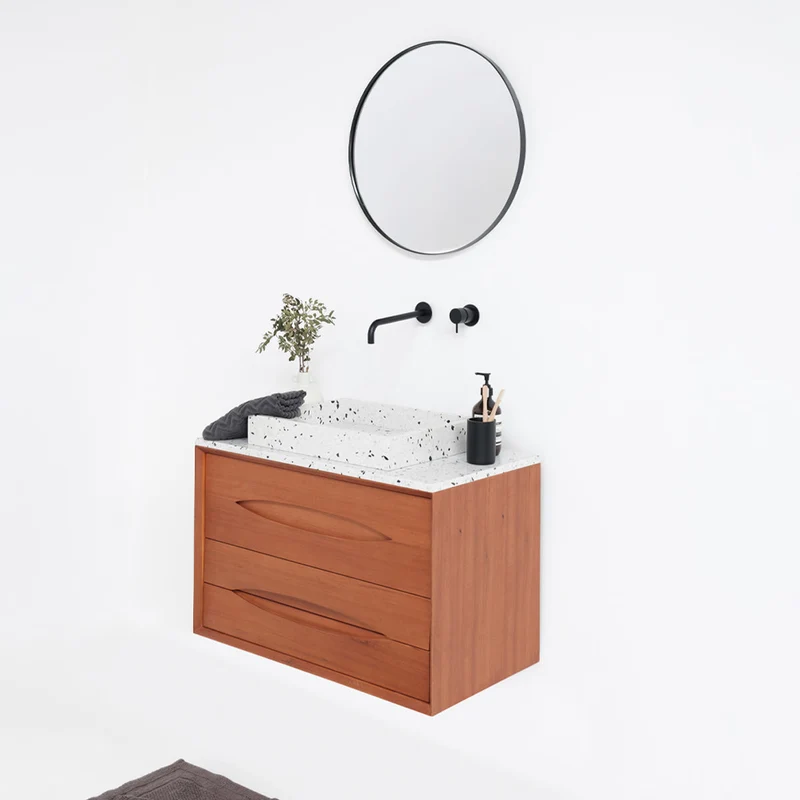 Conjunto de baño Bill Teca - 80 cm - Terrazo Blanco