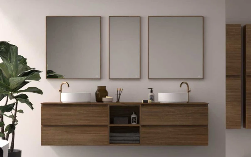 Espejo Baño Rectangular Marco Madera Ramen Maderó Atelier | 60-140cm Ancho