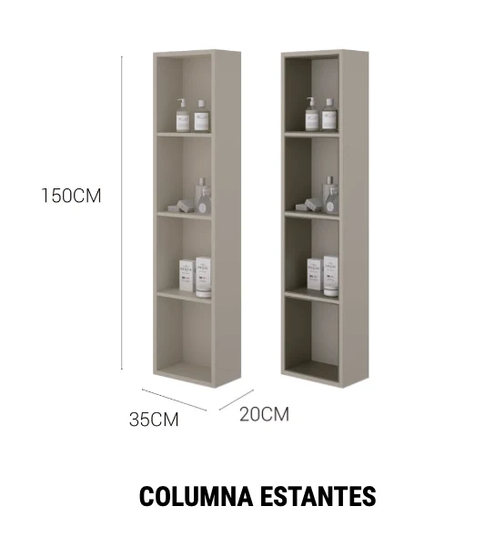 Columna Estantería Suspendida 150cm Fondo 22cm Leo - Maderó Atelier Estilo Moderno