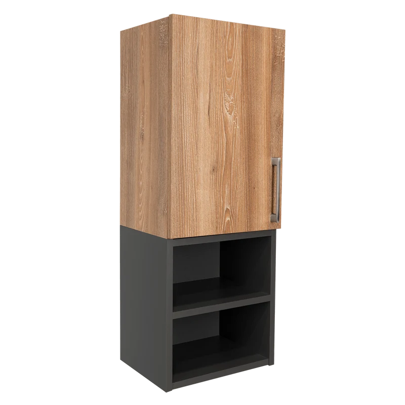 Gabinete de Baño Oporto, Miel y Plata Oscuro, con Espacio para Guardar Objetos de Aseo Personal