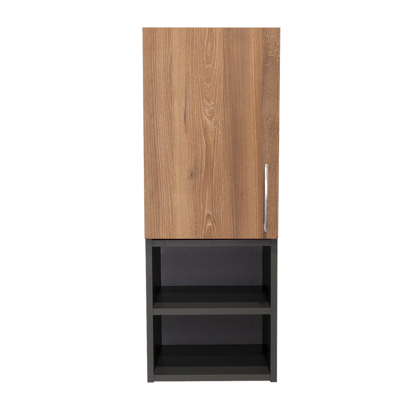 Gabinete de Baño Oporto, Miel y Plata Oscuro, con Espacio para Guardar Objetos de Aseo Personal