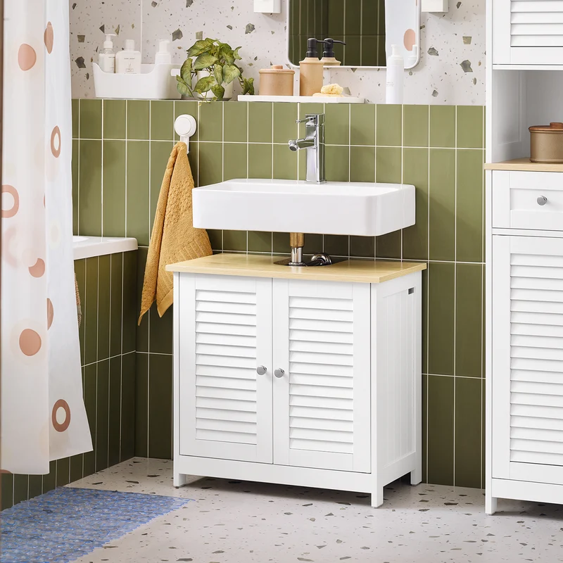 SoBuy FRG237-WN Armario para Debajo del Lavabo con 2 Puertas 60x35x59 cm