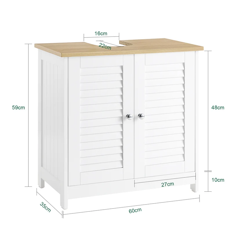 SoBuy FRG237-WN Armario para Debajo del Lavabo con 2 Puertas 60x35x59 cm
