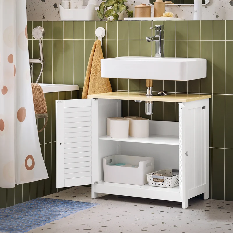 SoBuy FRG237-WN Armario para Debajo del Lavabo con 2 Puertas 60x35x59 cm
