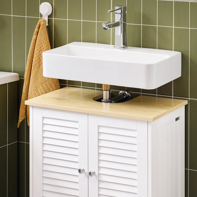 SoBuy FRG237-WN Armario para Debajo del Lavabo con 2 Puertas 60x35x59 cm