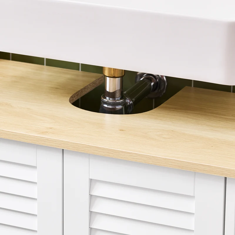 SoBuy FRG237-WN Armario para Debajo del Lavabo con 2 Puertas 60x35x59 cm