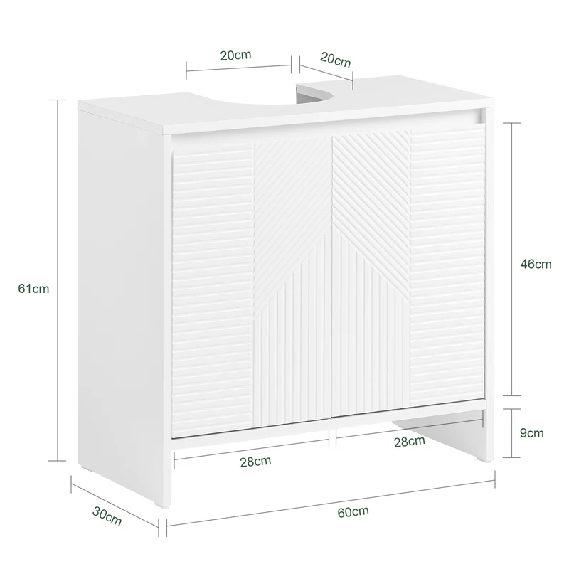 SoBuy BZR157-W Mueble de lavabo con puerta estampada Blanco