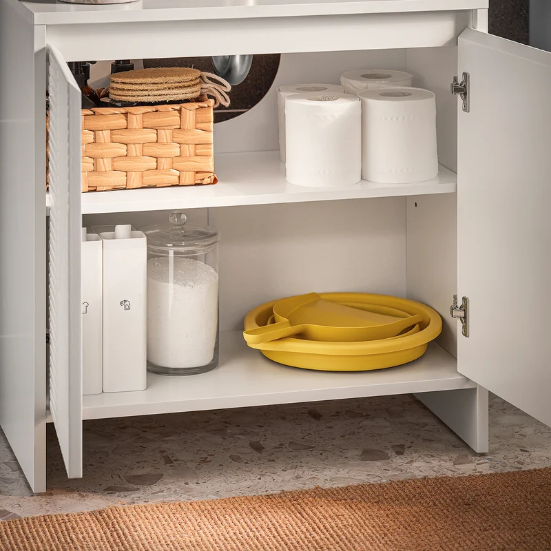SoBuy BZR157-W Mueble de lavabo con puerta estampada Blanco