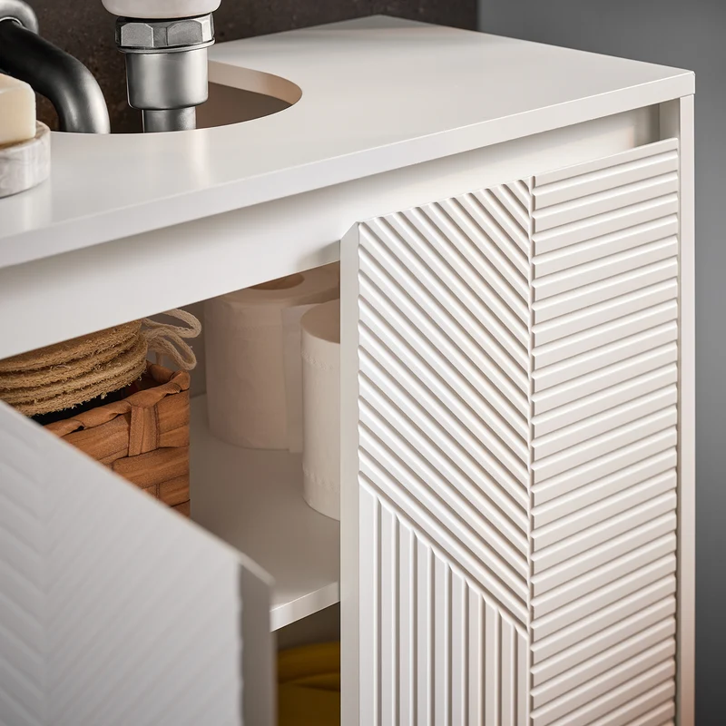 SoBuy BZR157-W Mueble de lavabo con puerta estampada Blanco