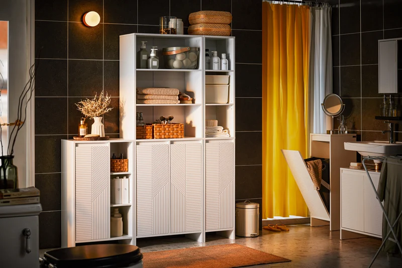 SoBuy BZR157-W Mueble de lavabo con puerta estampada Blanco