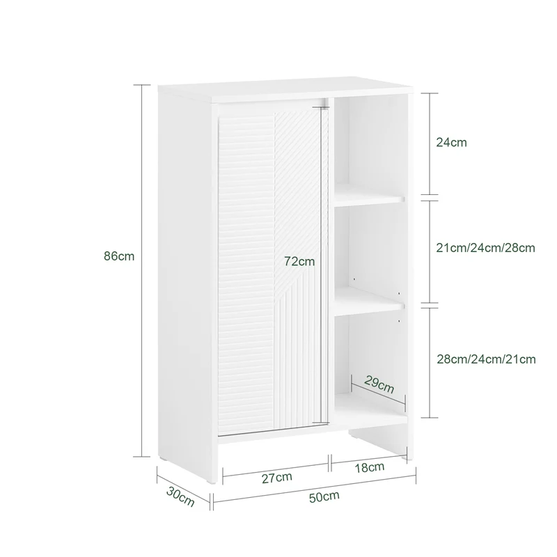 SoBuy BZR156-W Armario para Baño con 1 Cesto y 3 Compartimentos Abiertos 50 x 30 x 86 cm Blanco