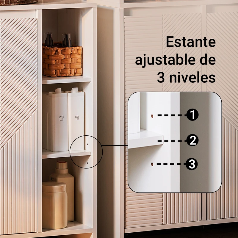 SoBuy BZR156-W Armario para Baño con 1 Cesto y 3 Compartimentos Abiertos 50 x 30 x 86 cm Blanco