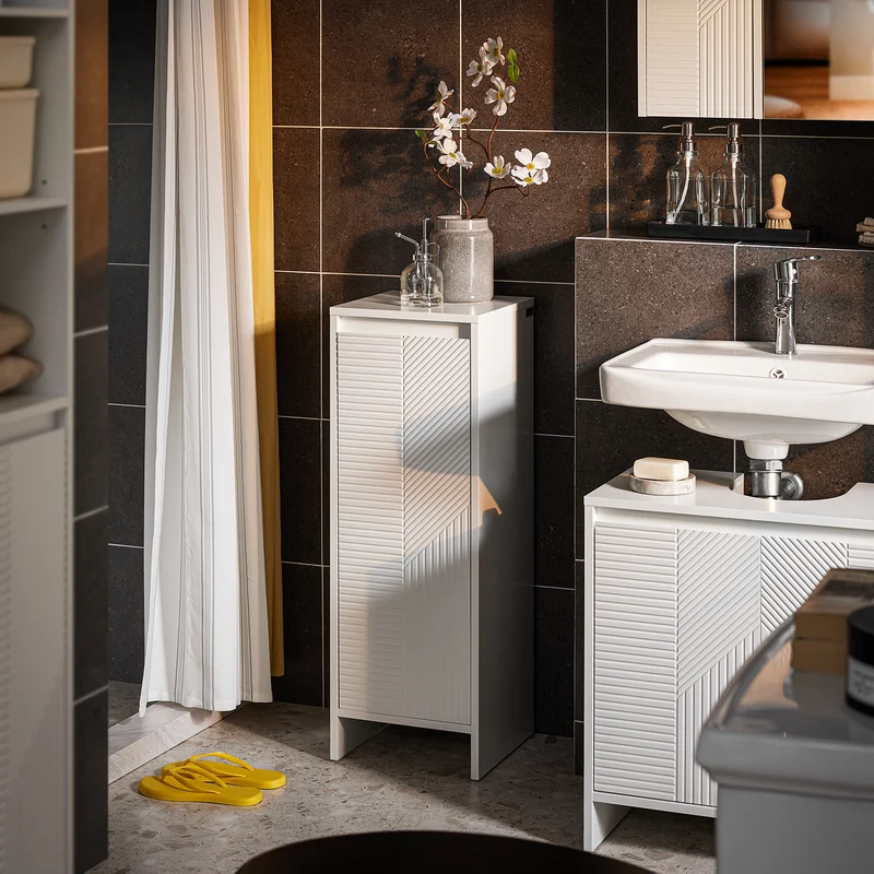 SoBuy BZR154-W Mueble para Ropa Sucia Canasto para la Colada Blanco 30 x 30 x 87 cm