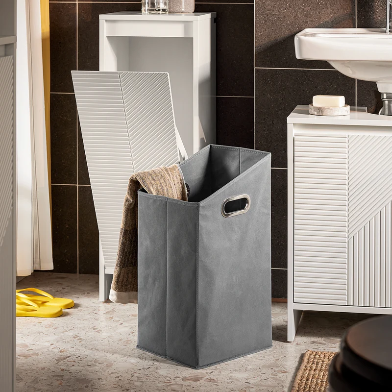 SoBuy BZR154-W Mueble para Ropa Sucia Canasto para la Colada Blanco 30 x 30 x 87 cm