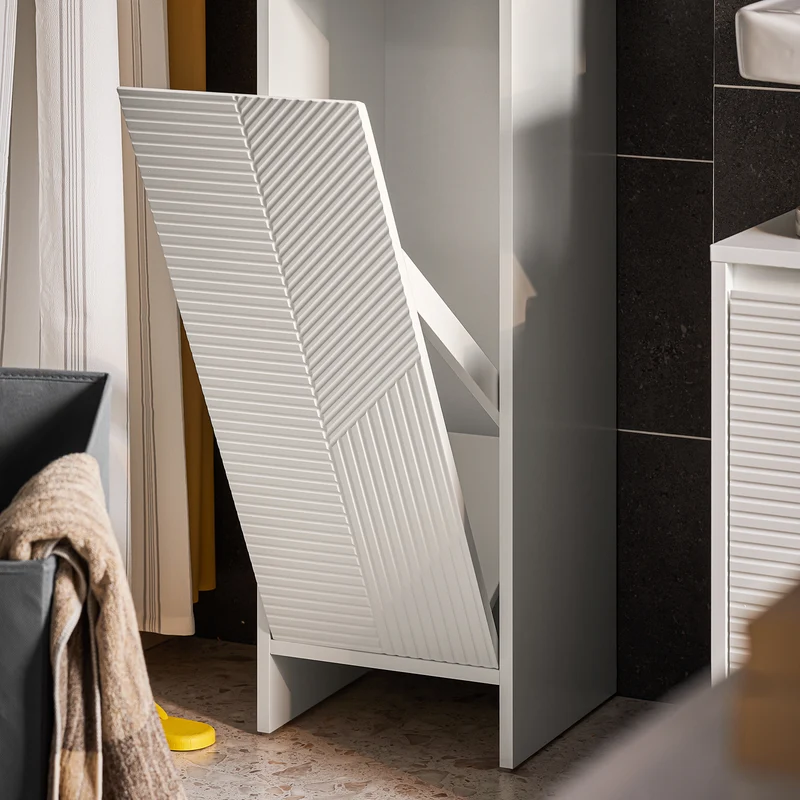 SoBuy BZR154-W Mueble para Ropa Sucia Canasto para la Colada Blanco 30 x 30 x 87 cm