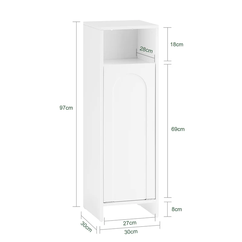 SoBuy BZR161-W Mueble para Ropa Sucia con 1 Cesto y 1 Estante Abierto Blanco