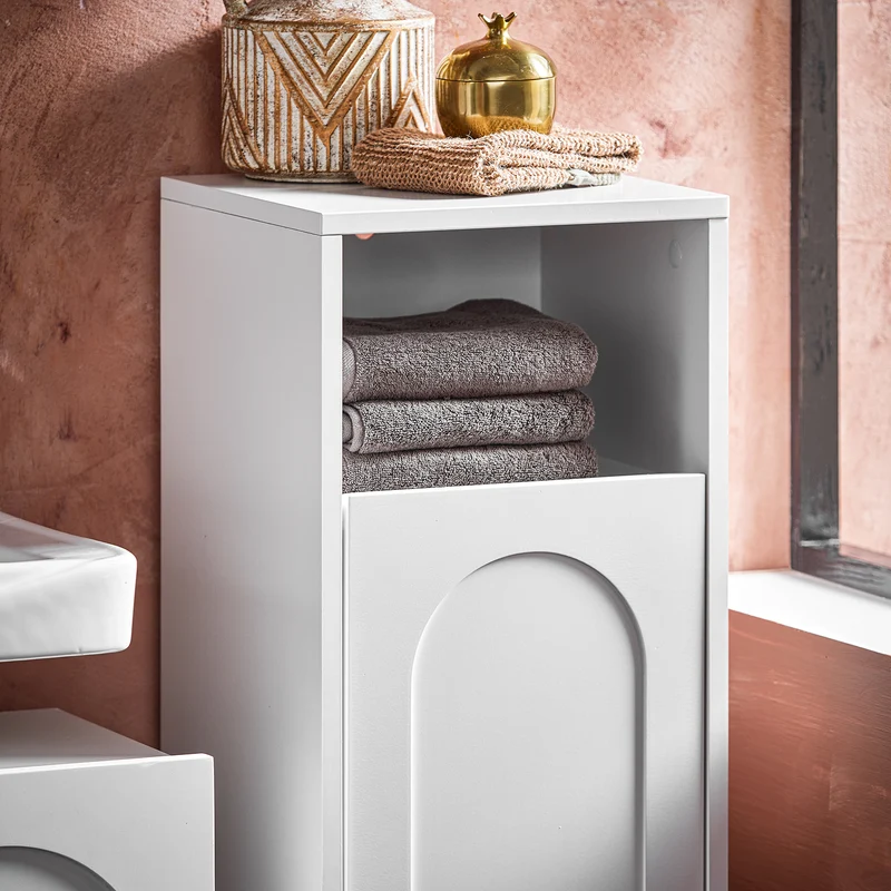 SoBuy BZR161-W Mueble para Ropa Sucia con 1 Cesto y 1 Estante Abierto Blanco