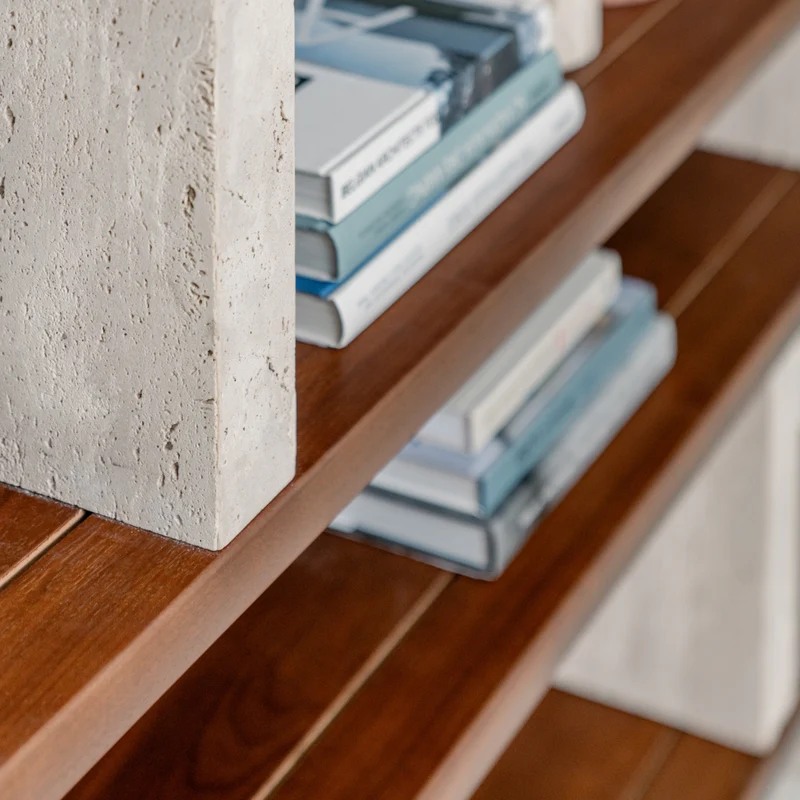 Mueble de pared - Merpins - Nogal - Pilares de travertino - 180 cm